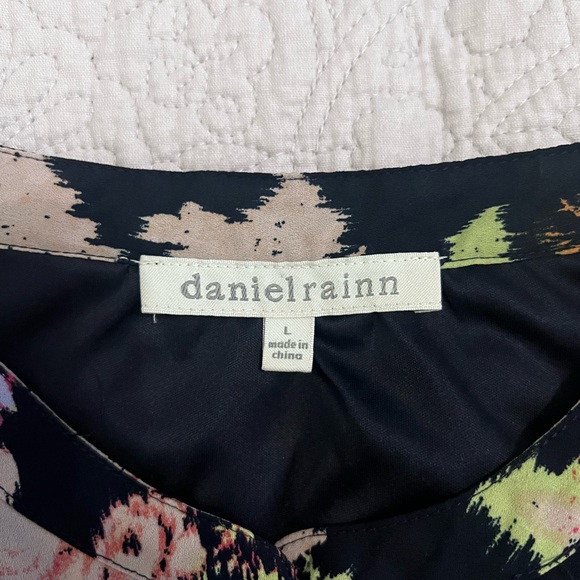 Daniel Rainn Shirt Dress Size Large Navy blue pink floral long sleeve - Picture 5 of 8